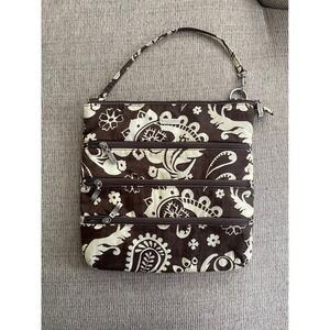 Baggallini Brown Paisley Crossbody Bag Triple Zip‎ Travel Purse
